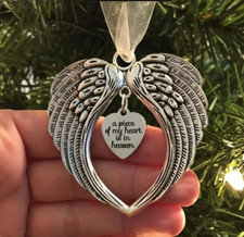 Heart Shape Angel Christmas Ornament   A Piece of My Heart is in Heaven  Charm