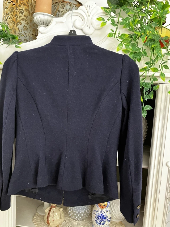 Polo Ralph Lauren Wool Military Blazer Jacket Size 2 Womens Navy Blue C8 - Image 2 of 4
