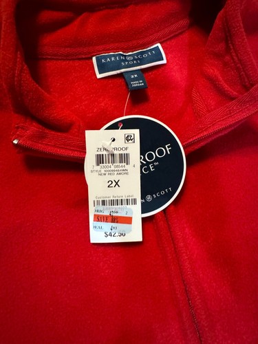 Karen Scott Vest Jacket Women's Size 2X Red Sleeveless Full Zip Pockets - Picture 6 of 10