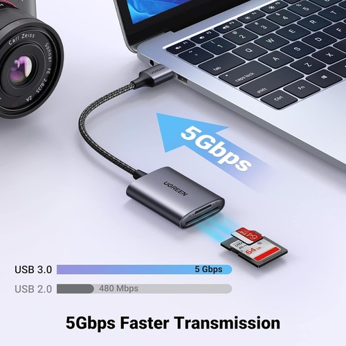 SD Card Reader USB 3.0 to SD TF 2-in-1 Card Adapter Dual Slots Support SDHC - Picture 2 of 4