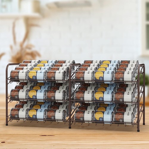 Set of 2 Can Storage Rack 3 Tier Can Shelf Dispenser Organizer Holds up 72 Cans - Picture 7 of 7