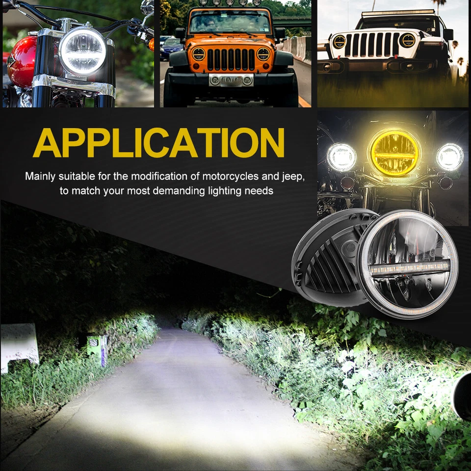 Faro LED redondo DOT 7" haz alto/bajo apto para Chevy 67-1981 Camaro 75-1980 C10 Foto 2 de 4