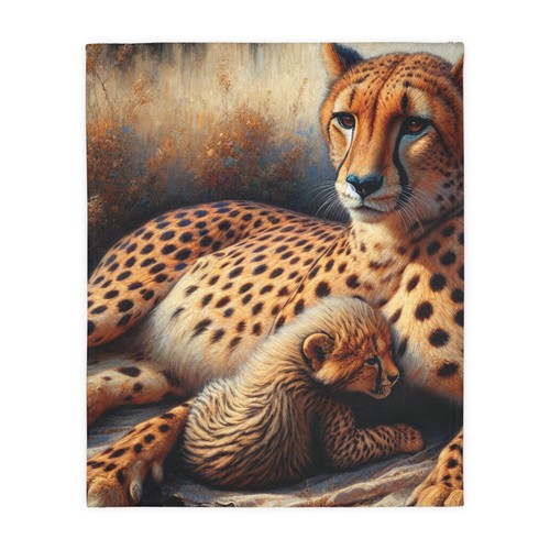 Wohndecke, Leopard mit Jungtier, Samt Mikrofaser, beidseitig, 3 Größen, Geschenke - Bild 9 von 13