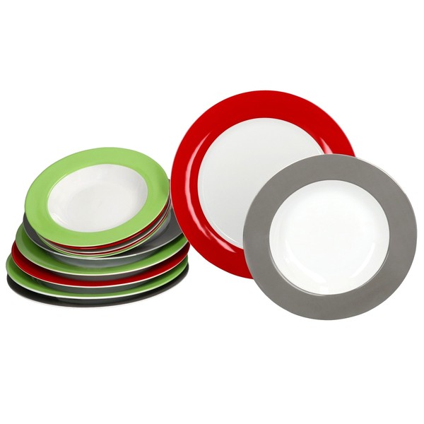 12Tlg Tafelservice Variant Trio Porzellan 6 Personen Speiseteller Suppenteller-image