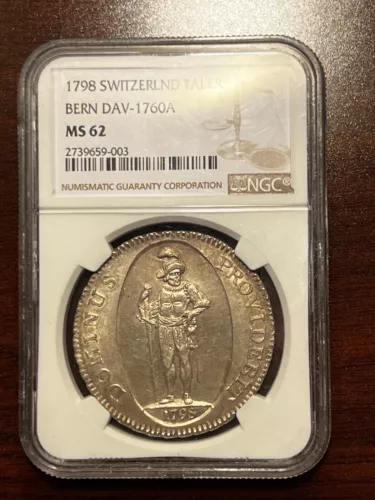 1798 Switzerland Bern Thaler Silver Taler NGC MS62 - Beautiful Example!