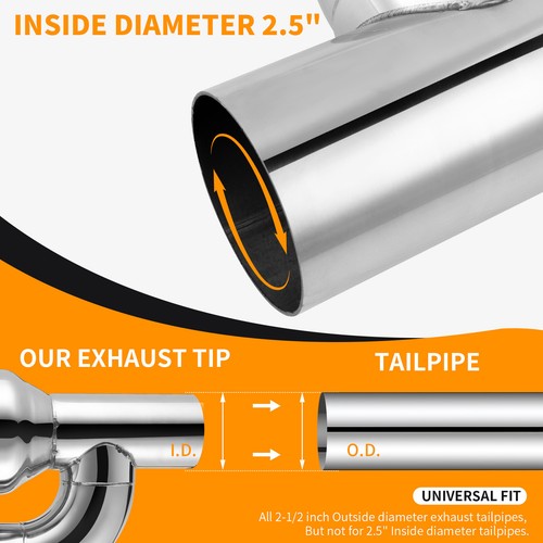 For Pontiac Grand Prix 00-2008 Offset 2.5" In Quad 4" Out Dual Wall Exhaust Tips - Picture 5 of 19