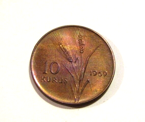 Turkey 1969 10 Kurus Bronze Coin