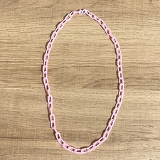Vtg Plastic Chain Light Pink Bell Clip Charm Holder Toy Necklace Replacement