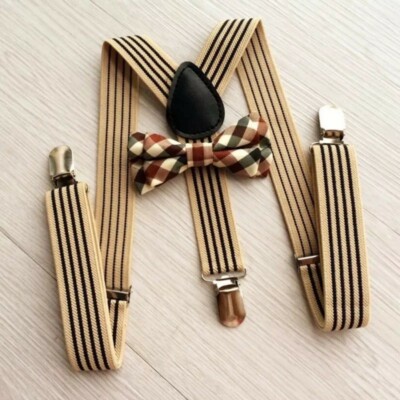 Jungen Hosenträger Fliege Hosenträger Träger Streifen Karo Burns Night Schärpe Page Boy