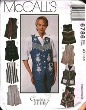 6786 McCalls Sewing Pattern Misses Semi Fitted Set of Lined Vests Waistcoat OOP