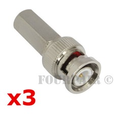 3 Pack Lot - BNC Male Twist-On Connector End for RG59 Coax Cable CCTV Camera DVR