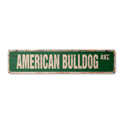 AMERIKANISCHE BULLDOGGE Vintage Straßenschild Metall Kunststoff Hund Haustier Stier Tier Groomer - Bild 1 von 4