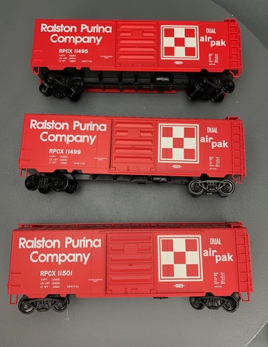 3X Lot O Scale Weaver 40’ Ralston Purina Boxcars 2-Rail O1511 LZ - Picture 1 of 14