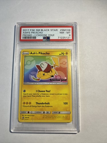 2017 Pokémon Asche Pikachu SM108 schwarzer Stern Promo Sonne & Mond PSA 8