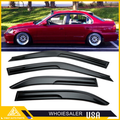For 96-00 Honda Civic Sedan Mugen Style Window Visors Vent Rain Guards Deflector