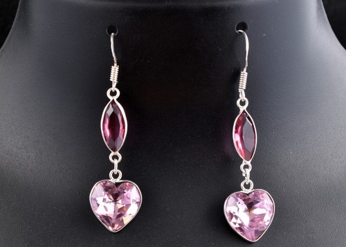 Tourmaline Gemstone 925 Sterling Silver Handmade Dangle Drop Earrings Women Gift - Picture 4 of 12