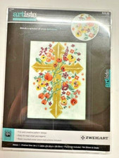 ZWEIGART ARTISTE Counted Cross Stitch Kit Golden Blossoming Cross 8" x 11.625"