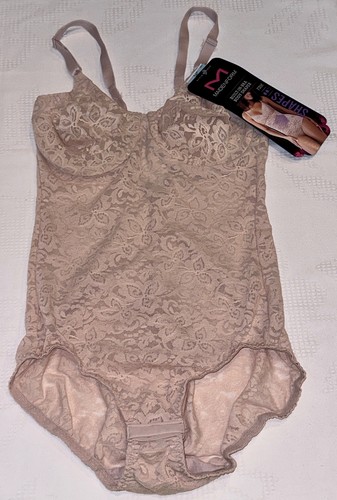 MAIDENFORM Built in Bra Lace Firm Control Rose Nude Bodybriefer Womens 34C 38D - Picture 3 of 10