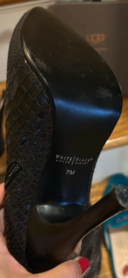 WHBM NWO/коробка колена змеиной кожи черный высокий ботинки размер 7 отличном состоянии - Изображение 4 из 4