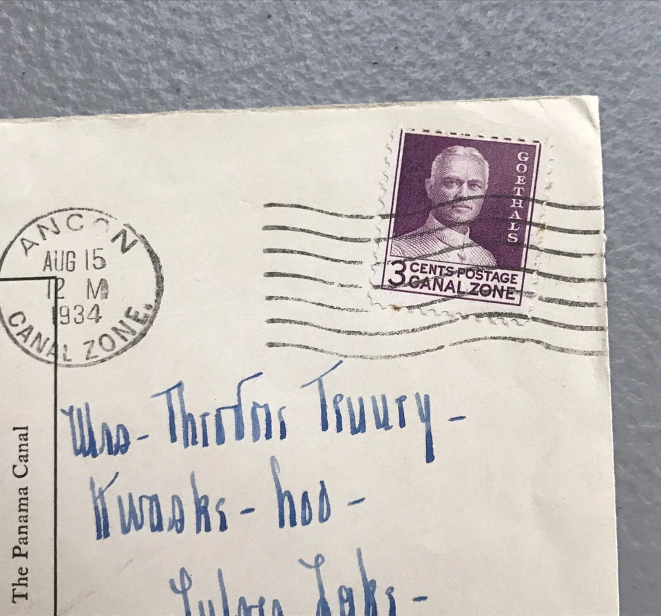 CANAL ZONE COVER 1934 1ST DAY ISSUE 20TH ANNIV PANAMA CANAL GOLD HILL  - Image 3 of 4