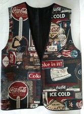 Coca-Cola Tapestry Vest Small Vintage Coke Advertising Print
