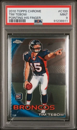 2010 Topps Chrome SP Tim Tebow Pointing PSA 9 POP 7