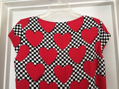 ワンピース Moschino SS22 HEART POCKETS DRESS (04570431_0033) LOVE MOSCHINO Red Heart Dress Black White Checkered READ | eBay
