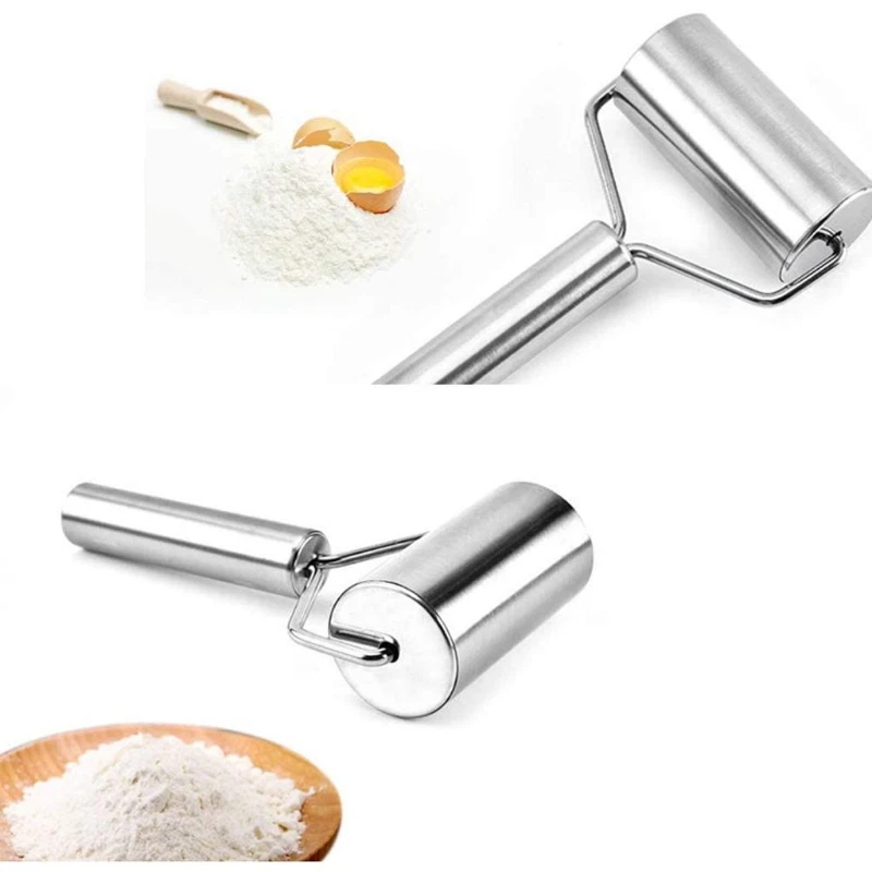 Stainless Steel Roller Rolling Pin w/ Handle for Pastry Pizza 2025 NEW FAST SHIP - Image 4 of 4