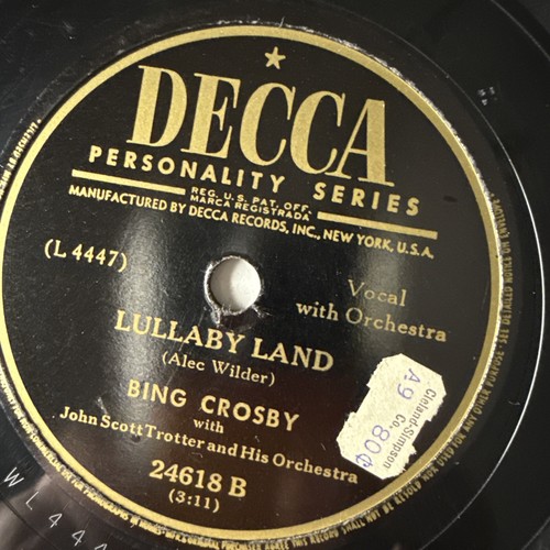 10" 78 RPM-Bing Crosby-Riders in the Sky/Lullaby Land/Decca 24618 - Picture 3 of 4