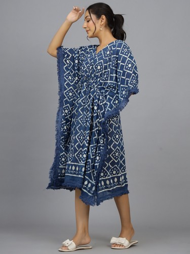 Anokhi, Vintage Indiano Blocco Stampa Cotone Kaftano Maxi Vestito, Hippie Boho - Foto 146 di 162