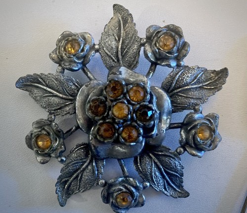 Beautiful Large Signed LN Pot Metal/Paste Pin/Brooch w/Unbranded Stick Pin - 第 5/16 張圖片