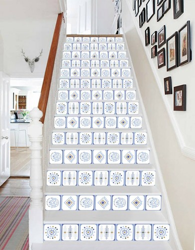 Déco Contremarches D'escalier 3D Simple White 205NA - Papier Peint Mural Adhésif