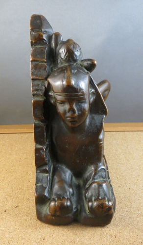 Pair of 1920's Marion Egyptian Revival Sphinx Pyramid Nude Woman Bronze Bookends - Picture 5 of 24