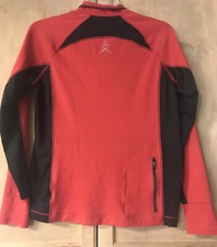 REI 1/4 Zip Pullover Med Red/Black Zip Pocket Thumb hole On Sleeve