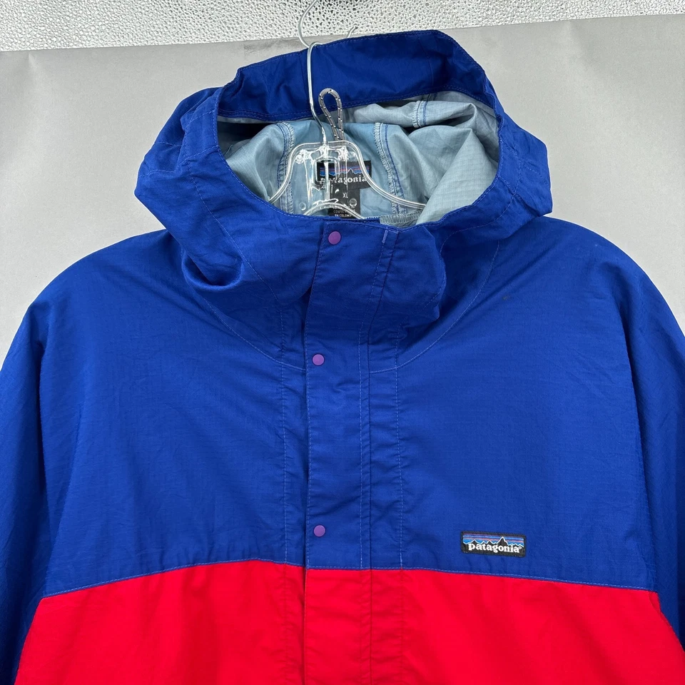 VTG Patagonia Jacket XL Pullover Anorak Blue Red Colorblock Hood 90s Pneumatic - Image 2 of 4