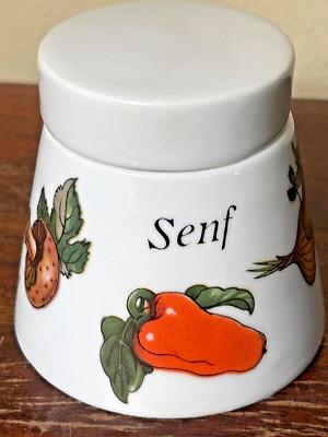 Gerold Porzellan Mustard (Senf) Condiment Jar w. Lid  Germany  Bavaria 1960s 