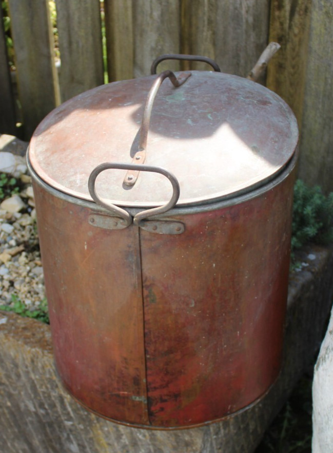 grosser KUPER KOCHTOPF mit DECKEL 6,5kg Großes Kupfer Gefäß mit Deckel ANTIK