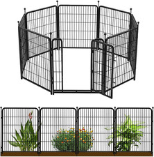 36 In H Garden Fence with Gate, Wide Gate Low Threshold, 8 Panels Total 17.7 Ft