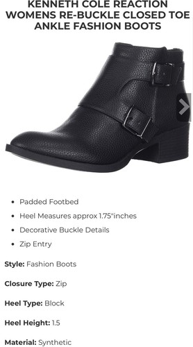NUOVI stivaletti da donna Kenneth Cole Reaction stivaletti con fibbia nera taglia 9 - Foto 8 di 8