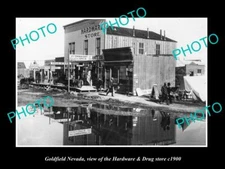 OLD POSTCARD SIZE PHOTO OF GOLDFIELD NEVADA THE HARDWARE & DRUG STORE c1900