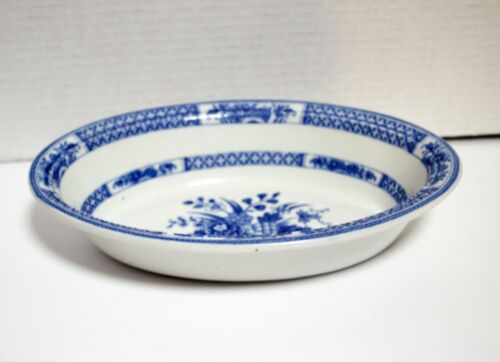 Ciotola Cabine Ovali Silicio Cina Nanchino Ceramica Blu/Bianco Floreale Inghilterra #65984 - Foto 6 di 7