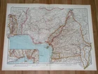 1930 ORIGINAL VINTAGE MAP OF NIGERIA CAMEROON TOGO BENIN GUINEA AFRICA