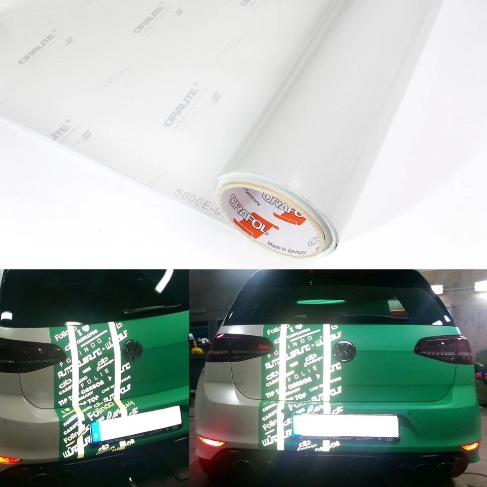 ORACAL / ORAFOL 24,58€/m² Oralite 5600e 010 Weiss 1m x122cm Breit Reflex Auto Folie Reflexfolie