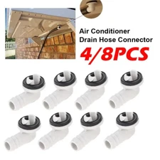 4/8pcs Plastic Air Conditioner AC Drain Hose Connector Elbow Fitting Rubber Ring