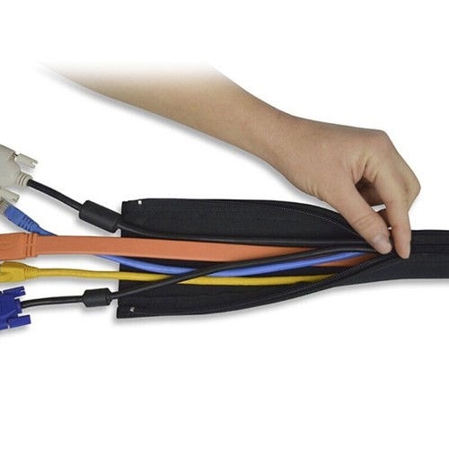 Neoprene cable management sleeve zipper wrap wire hider cover organizer SY - Photo 5/9
