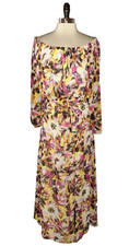 INC International Concepts Size 14 Maxi Dress Black Purple White Floral