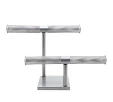 15.0x9.3x5.1" T-Bar Jewelry Display for Bracelets and Chains, Steel-Silver 19295