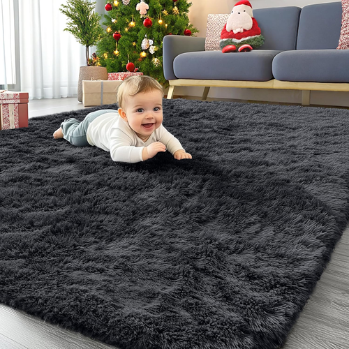 Area Rugs for Living Room Bedroom, Machine Washable 4X5.9 Feet Soft Fluffy Shagg