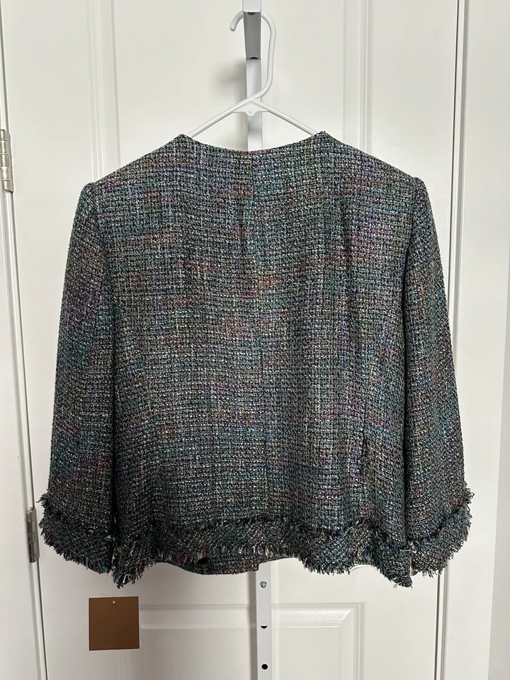 CHAQUETA ELLEN TRACY BOUCLE/TWEED CON TACHUELAS DORADAS - MULTICOLOR - TALLA 12 - *NUEVA CON ETIQUETAS* Foto 2 de 4