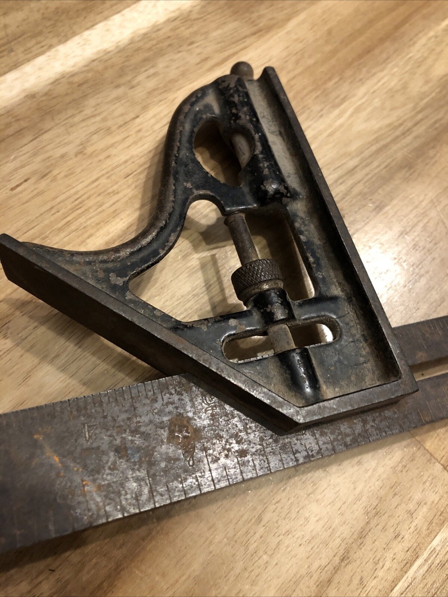 Vintage Stanley? Slotted 12” Combination Tri Square W/ Scribe